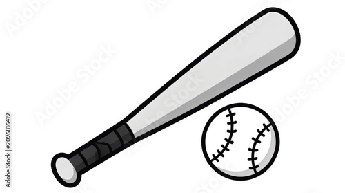 Bild auf Leinwand Baseball Bat and Ball Flat Icon Illustration
