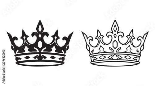 Photography crowns with intricate line art vector designs in black silhouette style black si
