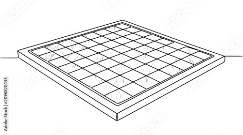 Картината върху платно Hand-drawn sketch of an empty chessboard on a white background