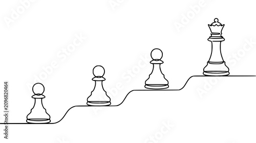 Bild auf Leinwand Chess Pawn to Queen Transformation on Ascending Line Graph