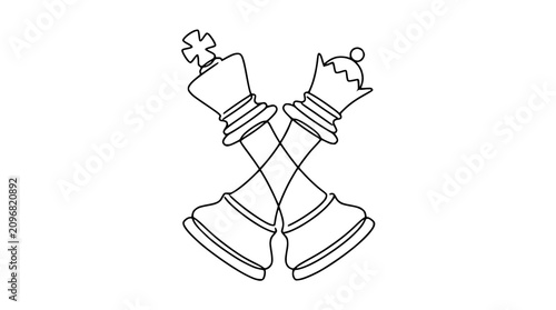 Foto Chess King and Queen Crossed Silhouette, Strategy Game Pieces, Competition Conce