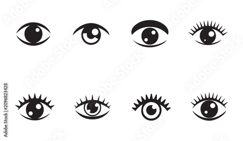 Canvastavla Minimalist eye icon set for makeup and ophthalmology design projects featuring black shapes