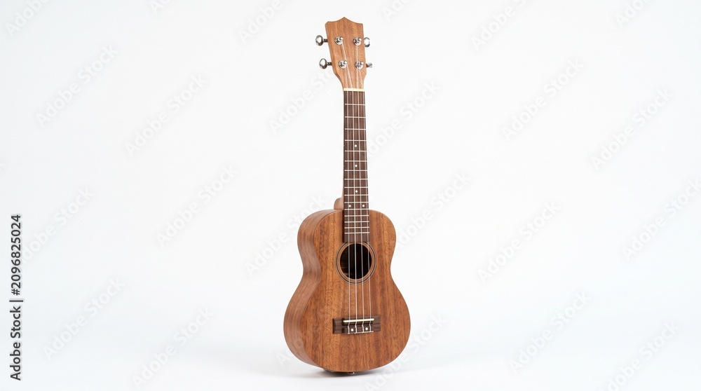Obraz premium Acoustic Ukulele Musical Instrument Made of Wood on a White Background