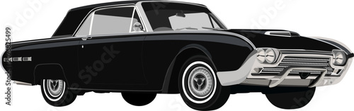 Fotografie Classic Black 1960s American Luxury Coupe Vector Illustration