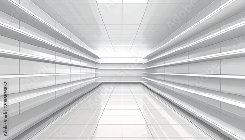 Empty Supermarket Shelf Display for Product Mockup and Retail Presentation