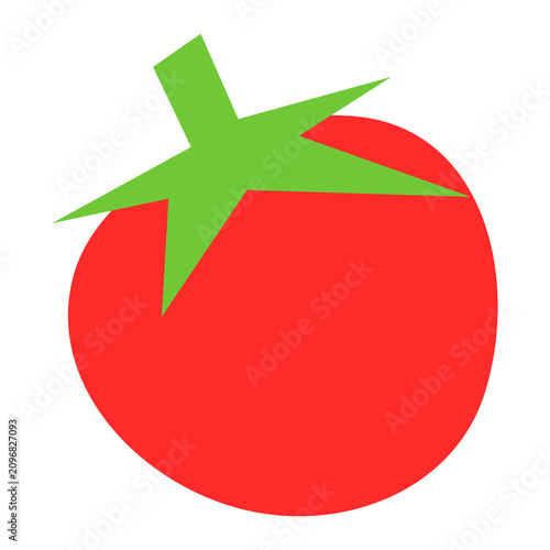 red tomato with green leaves