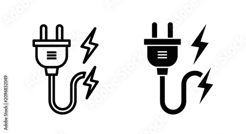 Vector illustration of electric plug icon set, power cord symbol, vector illustration on a transparent background