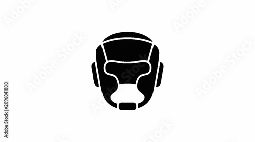 Obraz na plátně Black Boxing Headgear Icon on White Background, Sport Protective Gear
