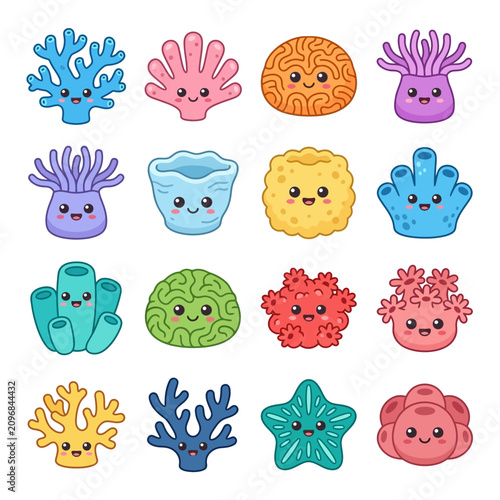 Colorful cartoon sea creatures.