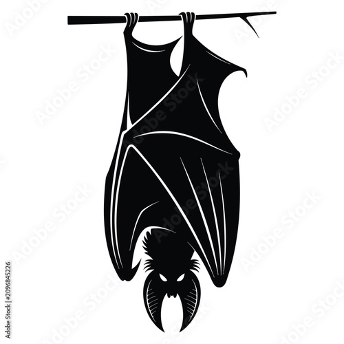 Konstfotografi Bat hanging upside down Halloween vector illustration isolated design suitable f