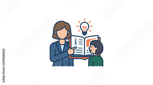 Teacher Explaining Book Concept to Student Icon