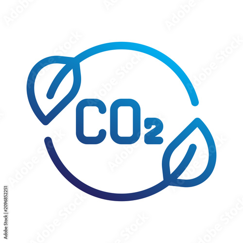 Carbon dioxide reduction leaf sign icon line gradient style