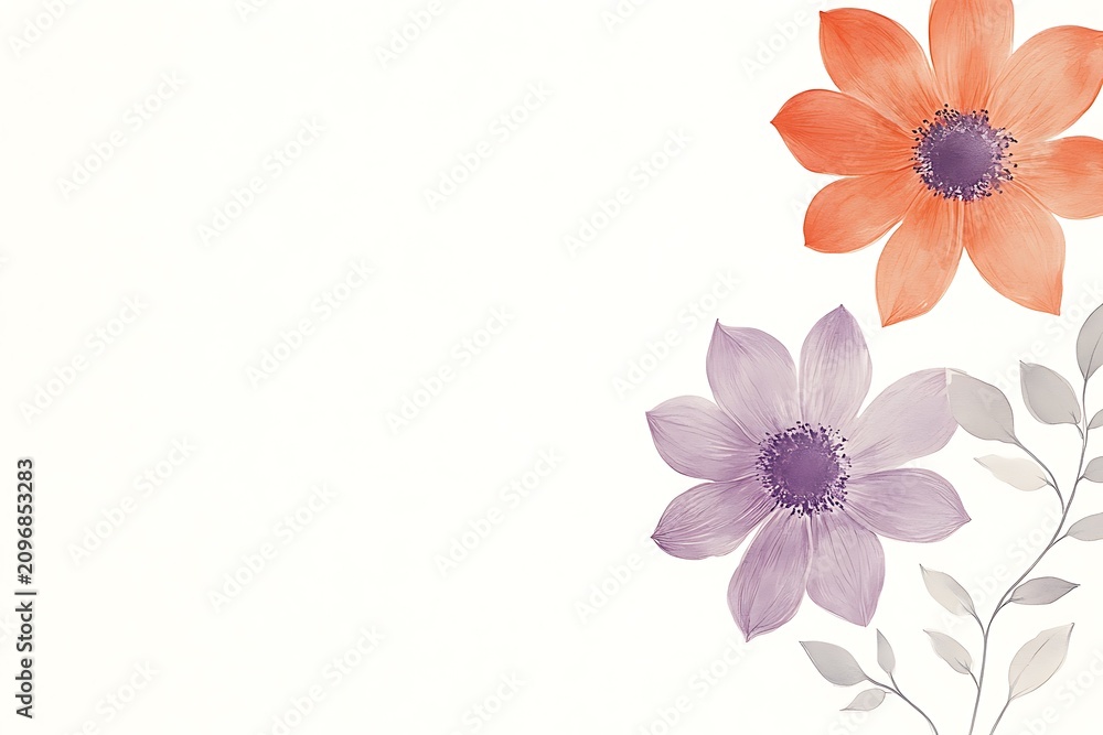 Obraz premium Delicate watercolor flowers in soft pastel hues