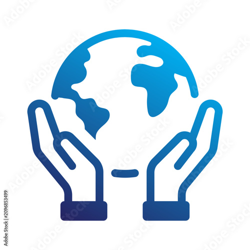 Obraz na plátně Care for green planet earth icon flat gradient style