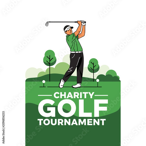 Charity Golf Tournament Graphic Design Featuring Golfer Swing