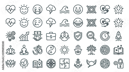 Bild auf Leinwand Set of Icons for Emotions, Business, Lifestyle, and Concepts