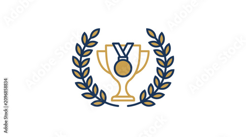 Konstfotografi Golden trophy cup with laurel wreath.