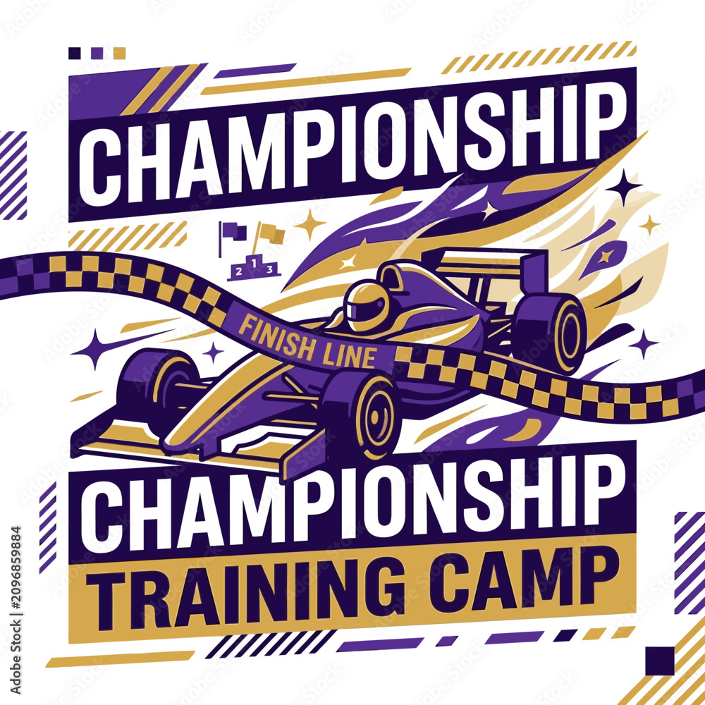 Obraz premium Championship Training Camp Illustration Racing Car Theme