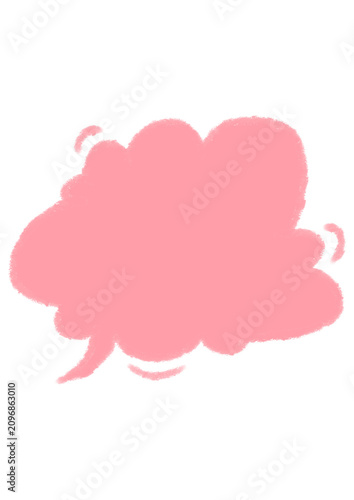 Single Cute Hand-Drawn Pink Cloud Speech Bubble with Chalk Texture