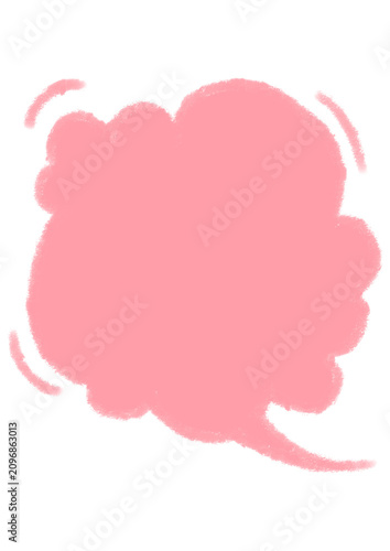 Single Cute Hand-Drawn Pink Cloud Speech Bubble with Chalk Texture
