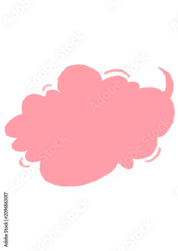 Single Cute Hand-Drawn Pink Cloud Speech Bubble with Chalk Texture