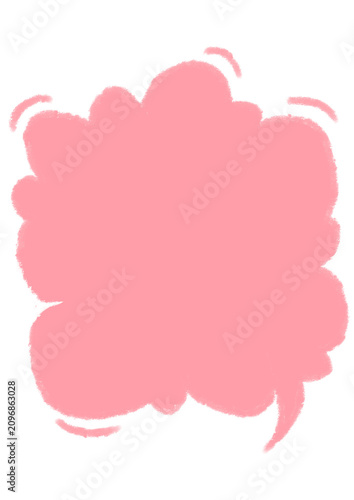 Single Cute Hand-Drawn Pink Cloud Speech Bubble with Chalk Texture
