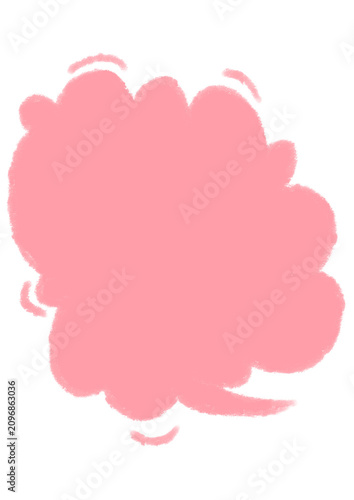 Single Cute Hand-Drawn Pink Cloud Speech Bubble with Chalk Texture