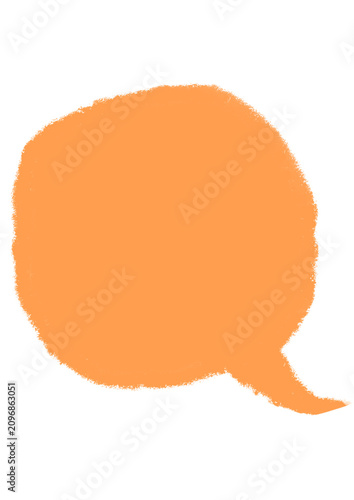 Single Hand-Drawn Orange Speech Bubble with Chalk Texture