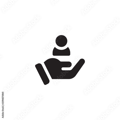Photos Hand holding person icon flat silhouette on white background