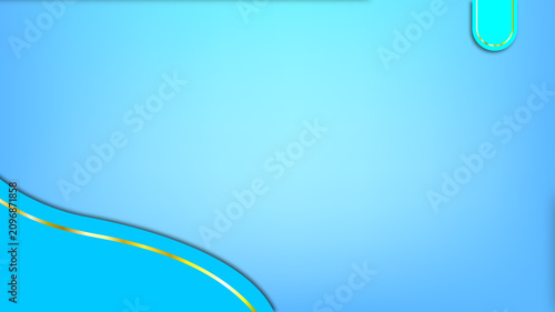 Fotografi Abstract blue background with subtle golden curved lines and rounded rectangles
