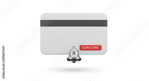 Credit card with notification bell icon illustration.