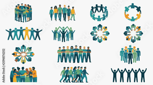 Foto Team Collaboration and Unity Icons.