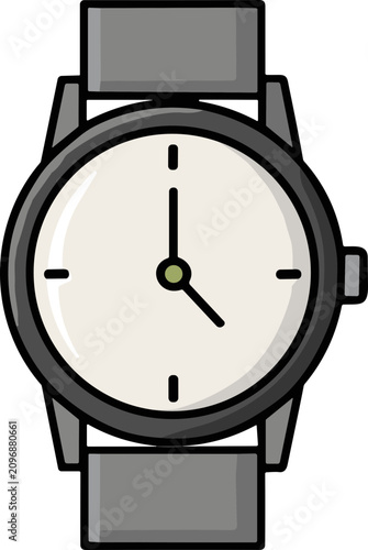 Принти на полотні Minimalist wristwatch with grey strap and white face, simple timekeeping icon
