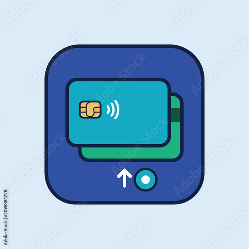 Contactless Credit Card Payment Icon with Chip and Up Arrow