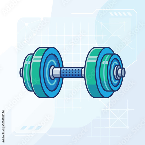 Dynamic Blue and Teal Dumbbell for Fitness Training Vector Illustration