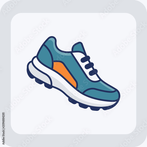 Colorful Athletic Sneaker Flat Design Vector Icon Illustration