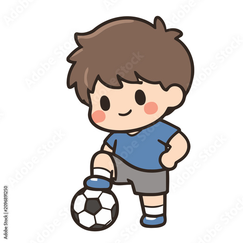 little boy playing football