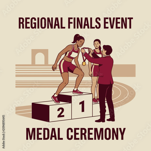 Athletic Victory Celebration On The Podium Award Ceremony