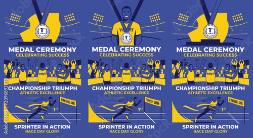 Athletic Victory Celebration With Medal Ceremony and Sprinter's Triumph