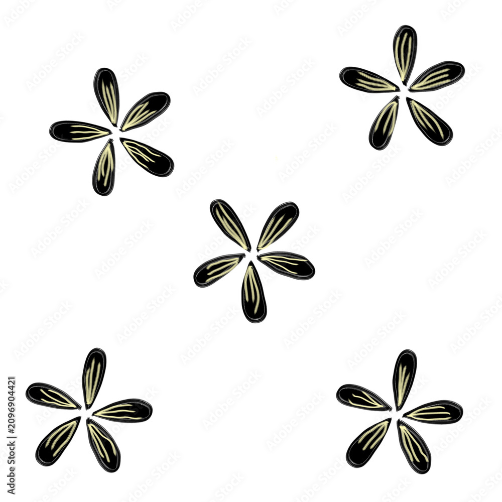 Obraz premium seamless black flower illustration for wallpaper background. cute hand drawn