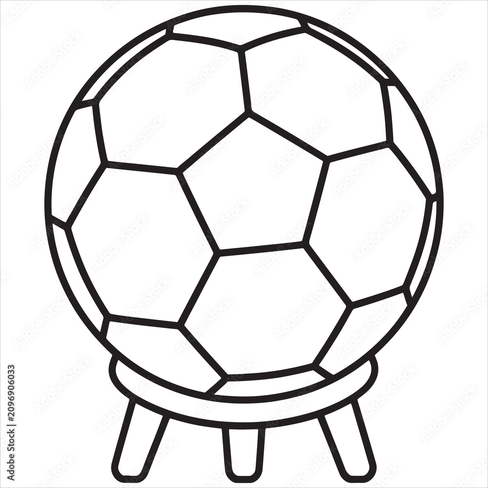 Fototapeta premium Classic black and white soccer ball with tripod stand illustration