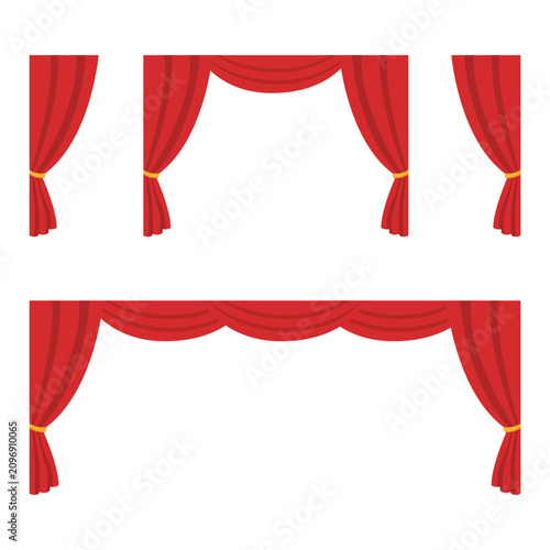 Classic Red Theater Curtain Frame Collection Illustration.