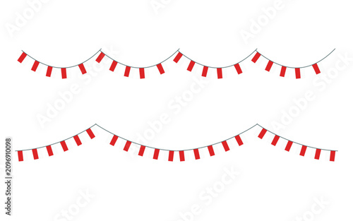 Red and White Pennant Garland Decoration for Indonesian Independence Day