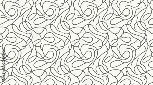 Abstract seamless line pattern featuring looping curves and swirls for background design.