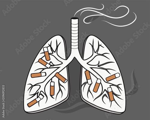 Canvastavla Cigarette-filled lungs illustrating smoking's devastating effects on respiratory health