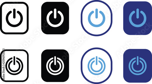 Tableau sur toile Power Button Icons Set with On Off Switch Symbols for Startup, Shutdown, System