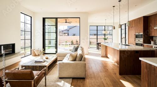 Contemporary OpenConcept Living Room and Kitchen Interior