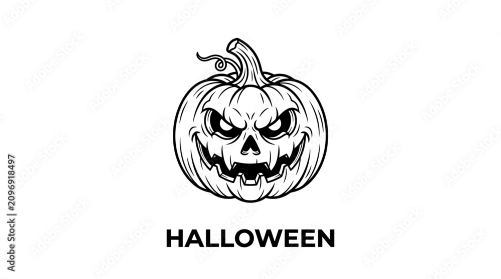 Obraz premium Spooky Jack O Lantern Pumpkin Illustration With Creepy Smile