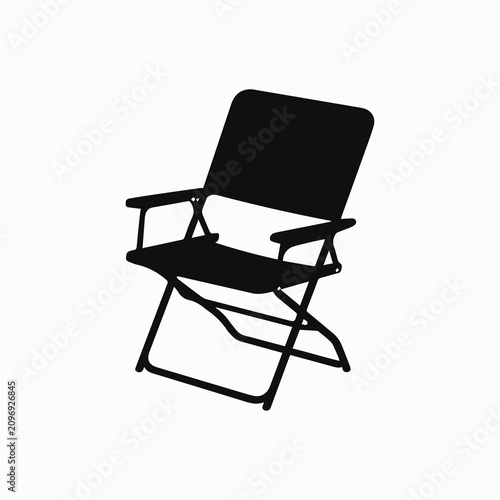 Folding Camping Chair Silhouette Vector Outdoor Portable Seat Icon