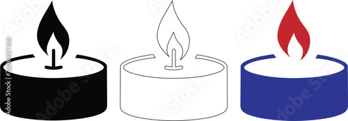 Photos Burning tea light candle vector illustration isolated on transparent background for remembrance